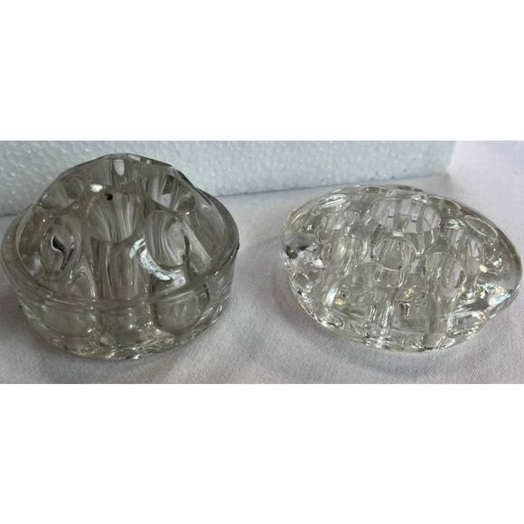 Vtg Glass Flower Frog Set Florist Arrangements Centerpieces Retro Decor Cottage - Picture 1 of 5